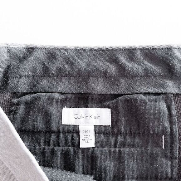 Calvin Klein Mens Flat Front Mid-rise Straight Fit Dress Pants Light Gray 38 - Picture 4 of 9